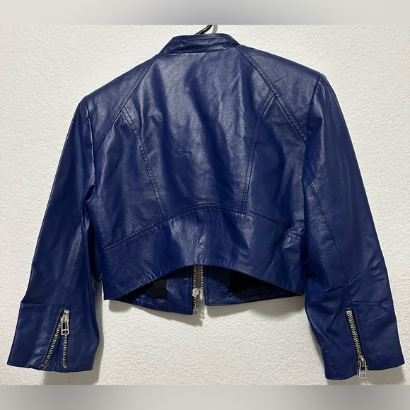 Bebe Blue 100% Leather Jacket size M - Picture 4 of 9
